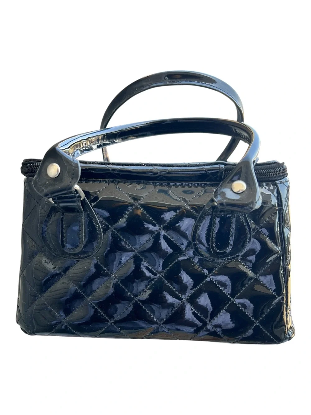 Caboodles Black Quilted Patent Cosmetic Train Case
